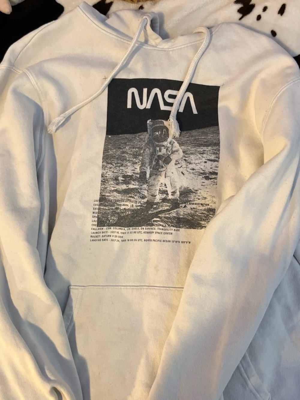 Old Navy White Hoodie with Black NASA Astronaut Graphic